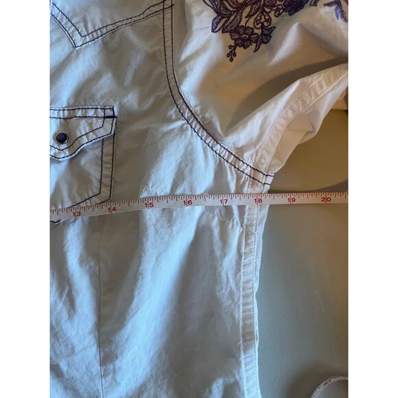 Ariat Pearl Snap Embroidered Button Down Shirt White Small - Picture 5 of 7